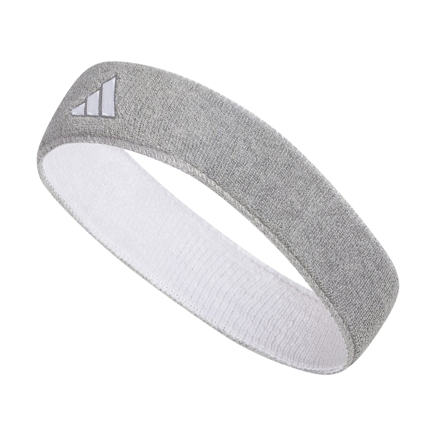 adidas Interval Reversible Elastic Sweat Headband for Men and Women, Heather Light Grey/White(2.0), One Size