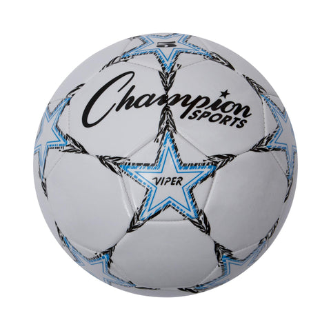 Champion Sports Viper Soccer Ball, Size 5 – Soft Touch TPU Cover, Airlock Bladder – Ages 12 & Up – Blue/Black/White