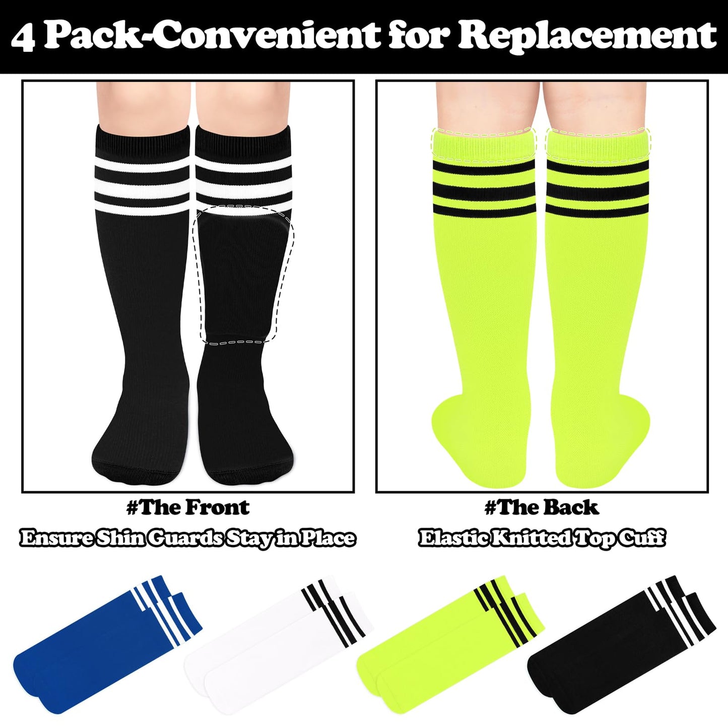 Sarfel Toddler Soccer Socks 2T-3T Kids Baseball Socks Boys Soccer Sock Toddler 3T Boys Baseball Sock 4 Pack