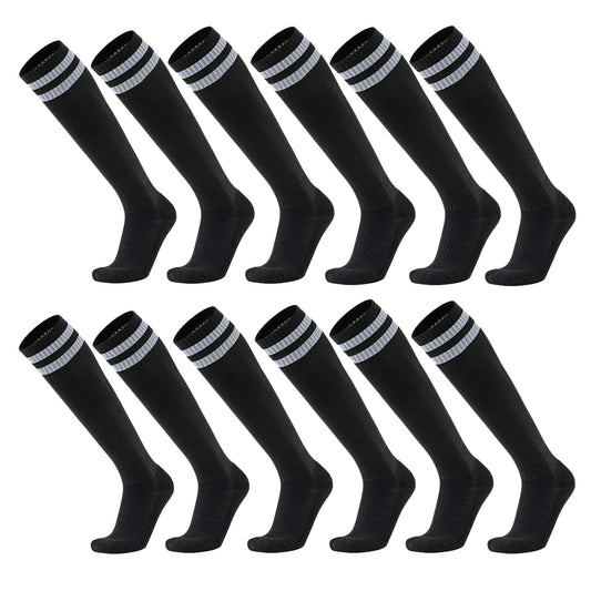 Ultrafun 6 Pairs Soccer Socks Color Stretchy Compression Knee High Tube Football Athletic Socks for Men Women Teens (6Pairs-Black)