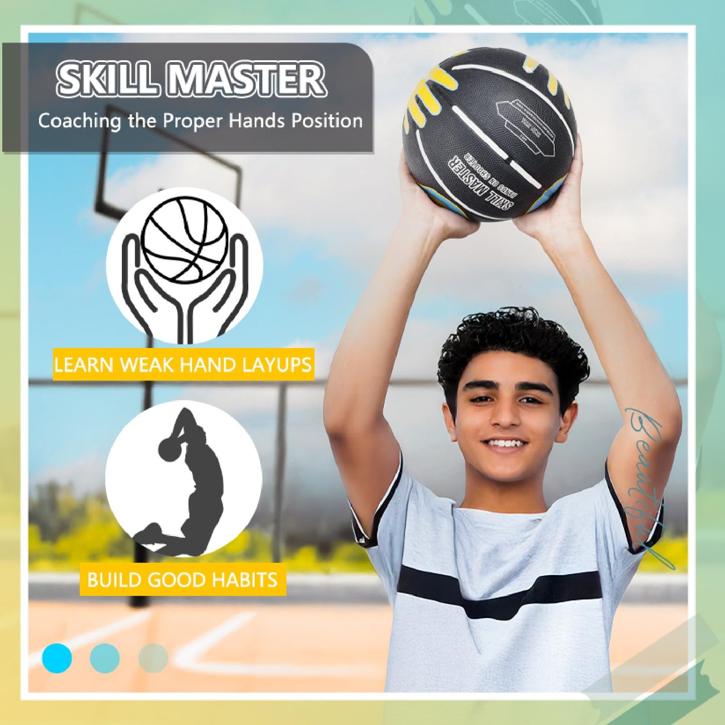 BALSMART Basketball Training Equipment for Youth Size 6/28.5”, Basketball Shot Trainer with Hand Position