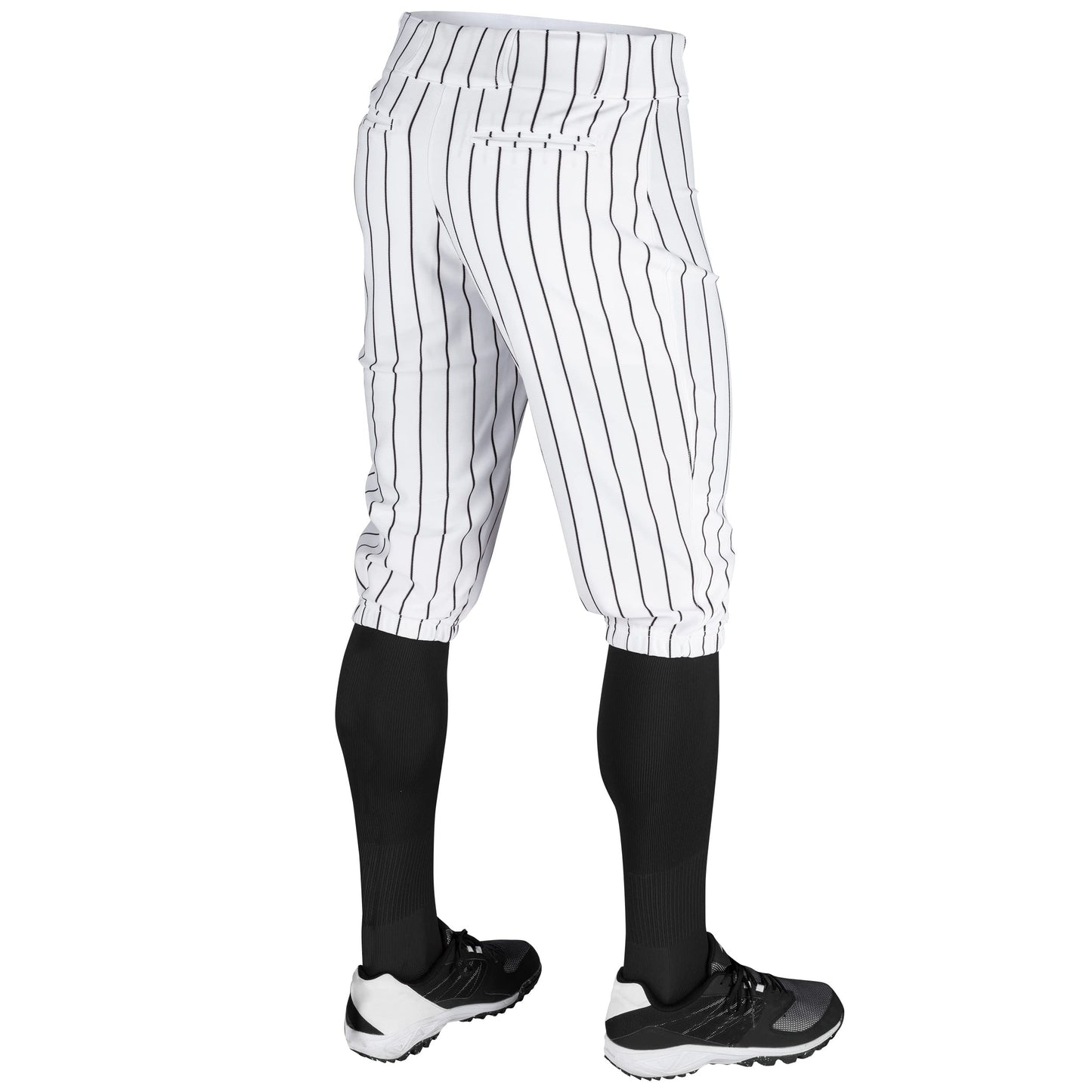 CHAMPRO Men's Triple Crown Knicker Style Baseball Pants with Knit-in Pinstripes and Reinforced Sliding Areas, White,black, X-Large