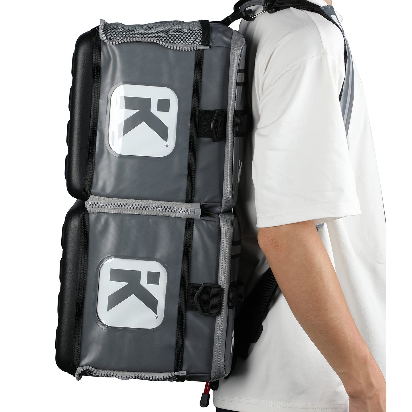 KitBrix Waterproof Sports Duffel Bag, Personal Item Travel Bag 15.3" x 9.4" x 9.4" - Solid Base - Built for Wet, Muddy Gear - Multi-Use Swimming, Gym, Soccer, Camping, Triathlon Transition Bag - Grey