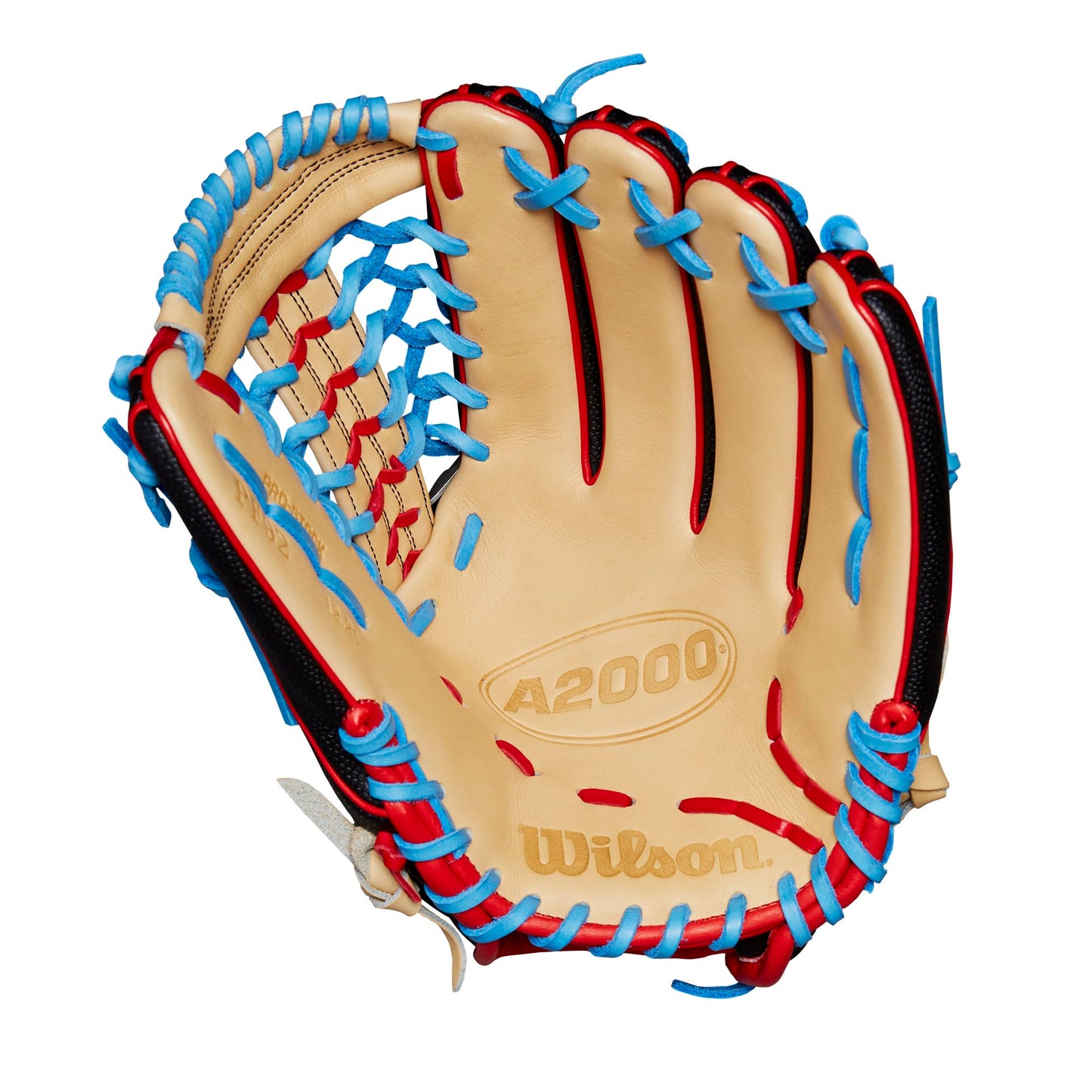 Wilson Spring 2025 A2000® PF92SS 12.25” Outfield Baseball Glove - Right Hand Throw, Black/Red/Sky Blue