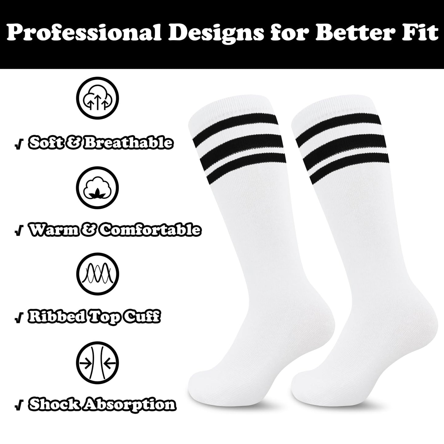 Sarfel Toddler Soccer Socks 2T-3T Kids Baseball Socks Boys Soccer Sock Toddler 3T Boys Baseball Sock 4 Pack