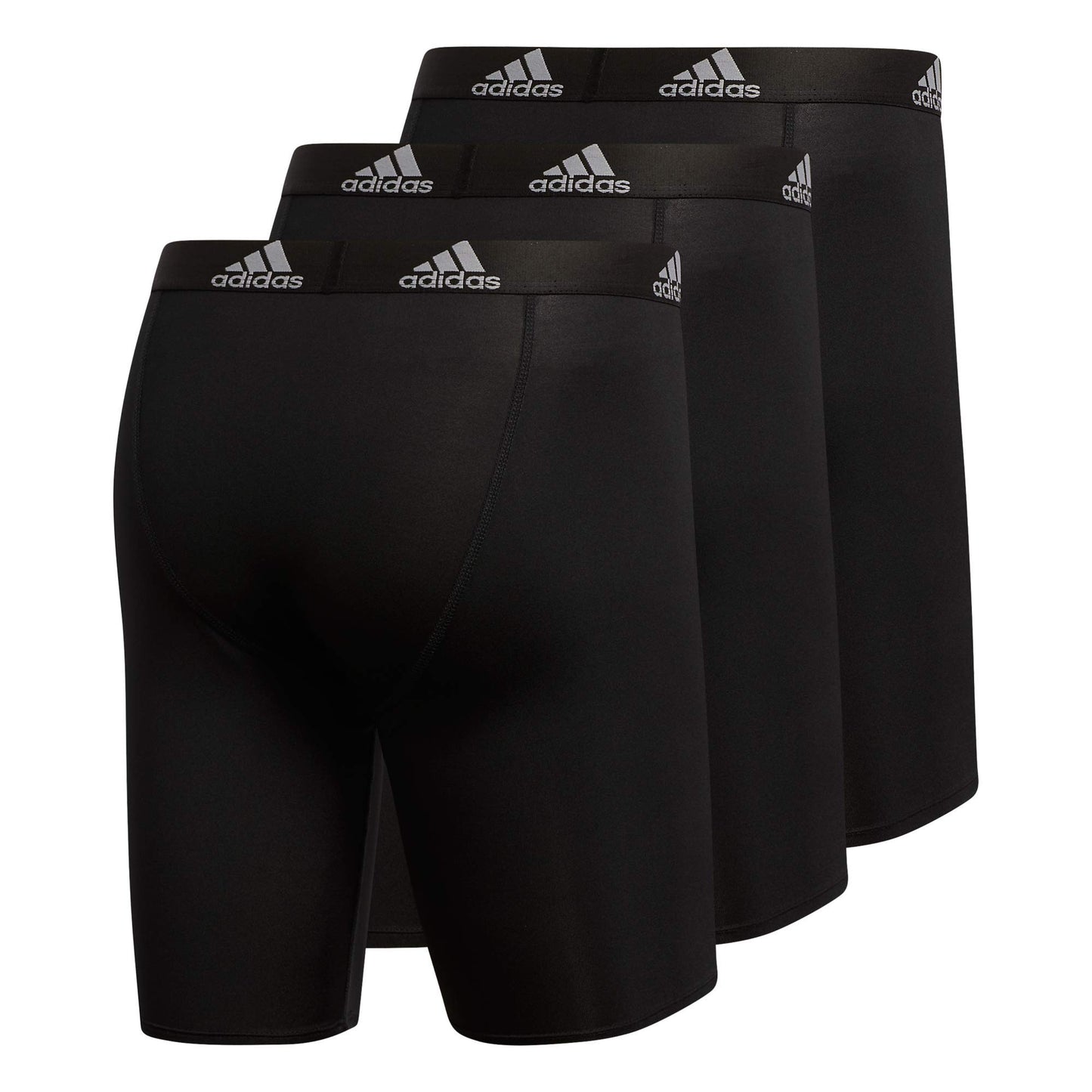 adidas 3-Pack Brief, Boxer Briefs-3-Pack Long Men's Underwear Pack, Black/Light Onix Grey/Performance, Small