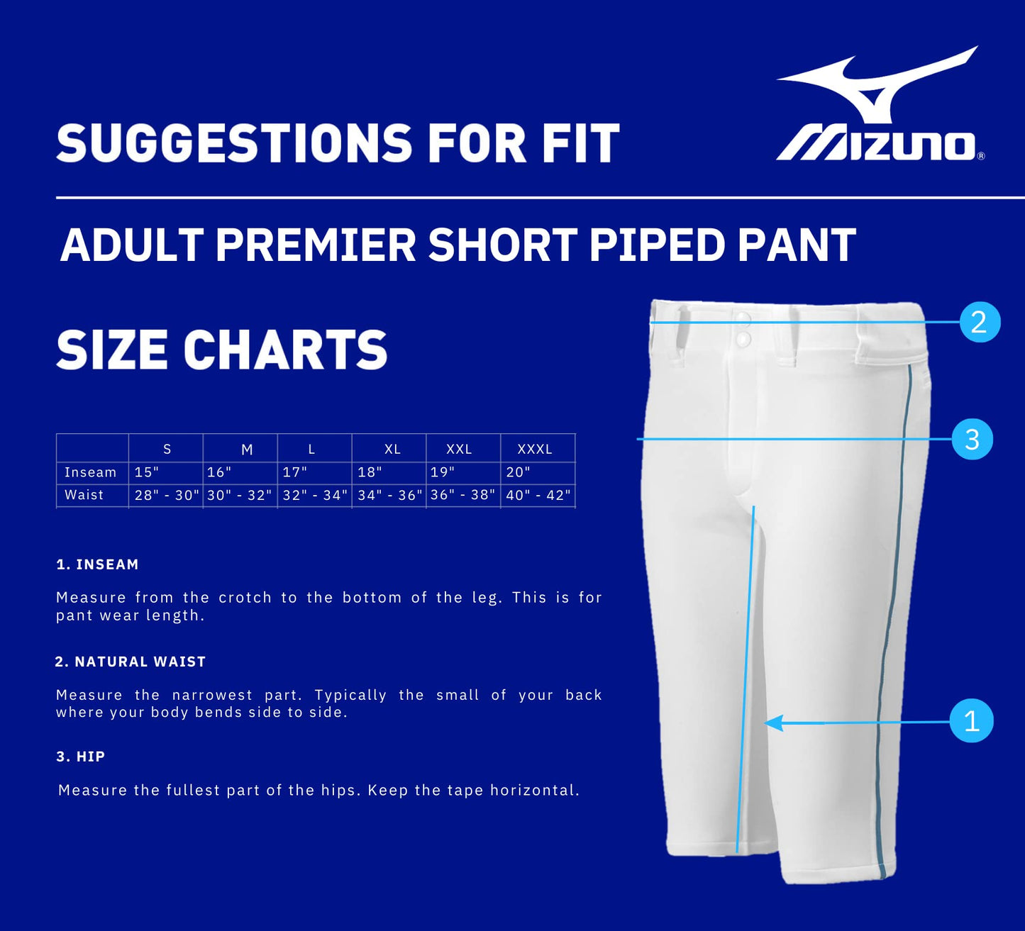 Mizuno Adult Men's Premier Piped Short Baseball Pant, White-Black, X-Small