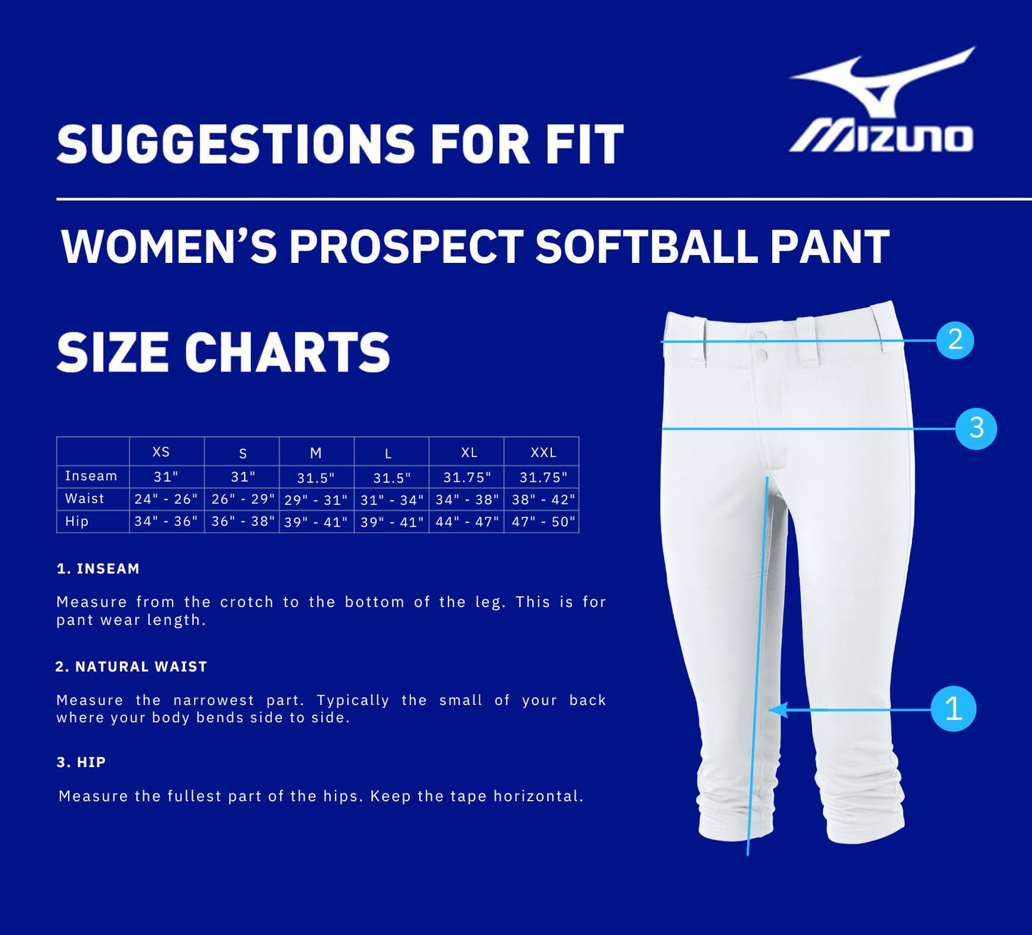Mizuno Womens Prospect Softball Pant, White, Medium US
