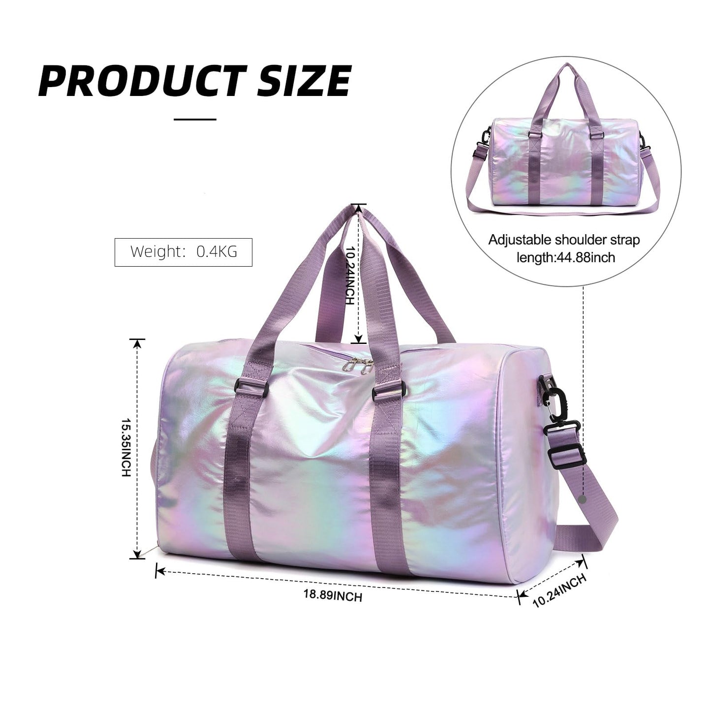 Yaopeing Gym Bag with Shoes Compartment,Sports Duffle Bag for Girls,Waterproof Travel Gym Tote Bags for Women,Purple