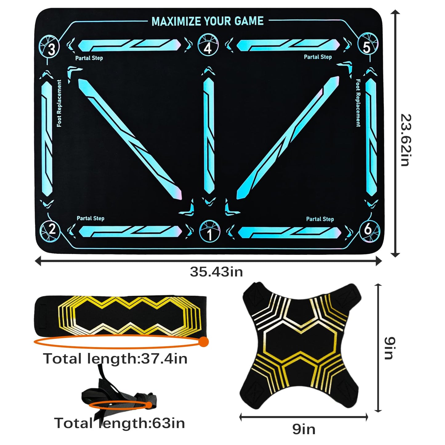Soccer Training Mat with Adjustable Soccer Trainer - Non-Slip Soccer Training Equipment for Kids Youth to Boost Speed, Strength & Coordination | Soccer Trainer for Indoor/Outdoor Drills