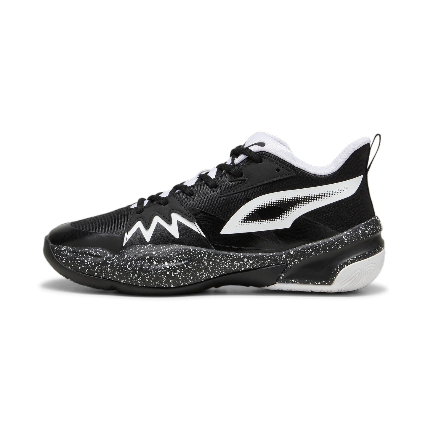 PUMA Men's Genetics Basketball Shoes, Black-White, 9.5