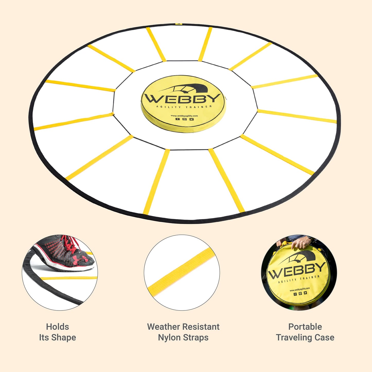 Webby Agility Trainer – Circle Speed and Agility Ladder for High Intensity Footwork Drills and Skills – A Circular Piece of Training Equipment That Changes The Way You Move