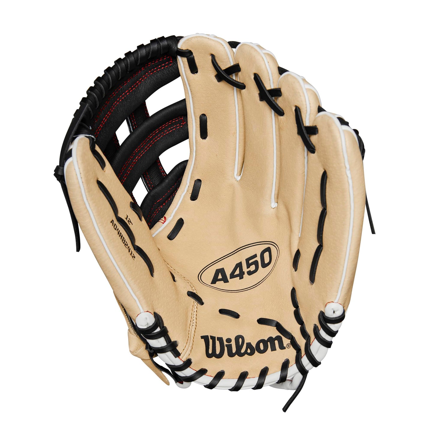 Wilson 2024 A450™ 12” Youth Outfield Baseball Glove - Right Hand Throw, Blonde/Black/Red