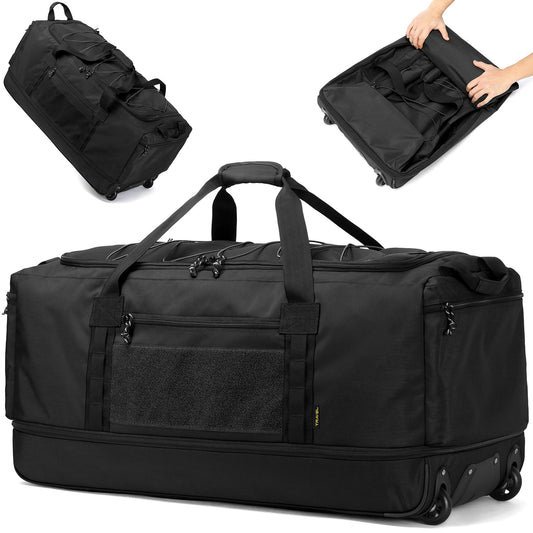 170L Extra Large Baseball Bag with Wheels Gym Duffle Softball Catchers Coach Team Equipment Bags Collapsible Rolling Travel Duffel Bat Gear Bag for Hockey Basketball Football Volleyball Soccer, Black