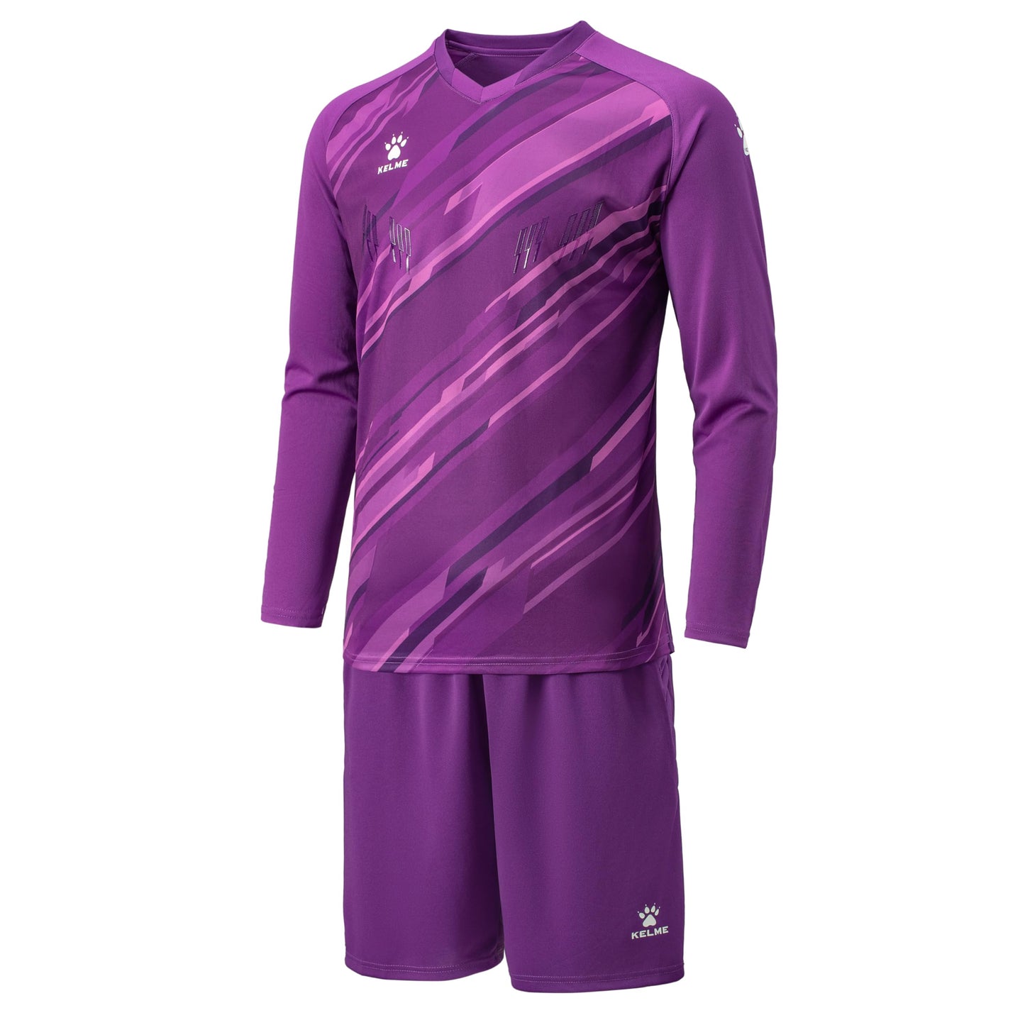 KELME Men's Soccer Goalie Jerseys,Padded Goalkeeper Kit,Goalie Shirt and Short with Socks Purple Small