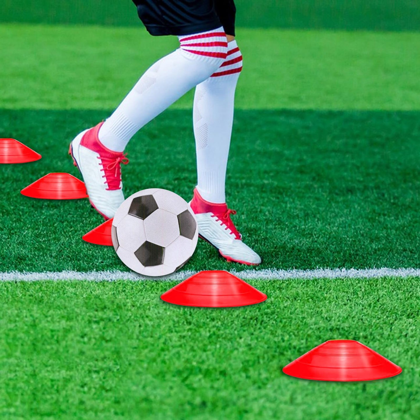 YEXEXINM Professional Agility Ladder Speed Training Equipment Set-20ft Red Agility Ladder,12 Soccer Cones, 4 Agility Hurdles, Running Parachute, Suitable for Soccer Football Basketball Training