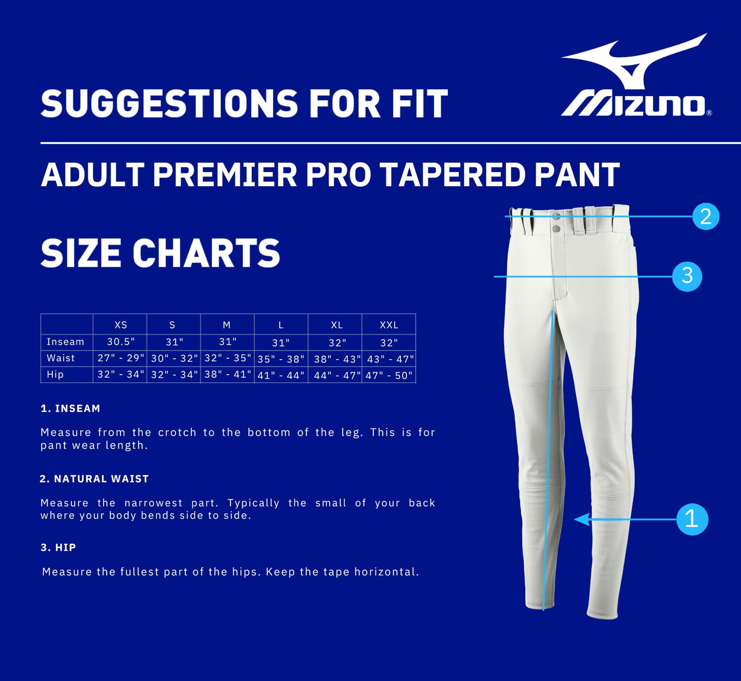 Mizuno Men's Standard Premier PRO Tapered Pant, White, Small