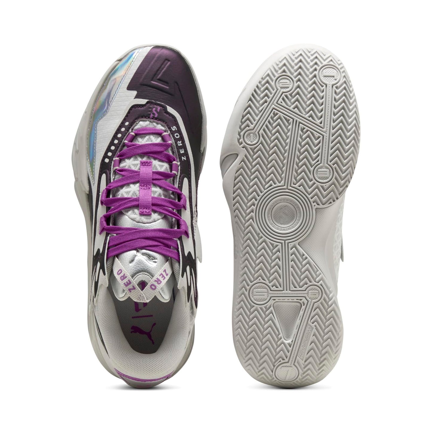 PUMA Men's Scoot Zeros II Basketball Shoes Sneaker, Feather Gray/Wild Berry, 10.5