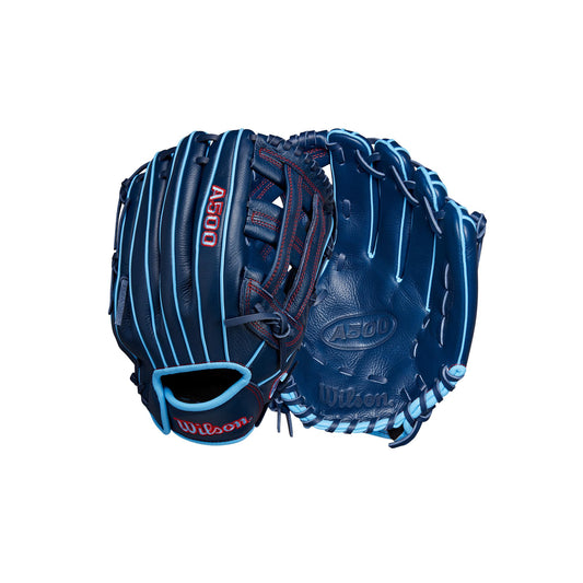 Wilson A500 12" Infield Youth Baseball Glove - Right Hand Throw, Navy/Blue/Red