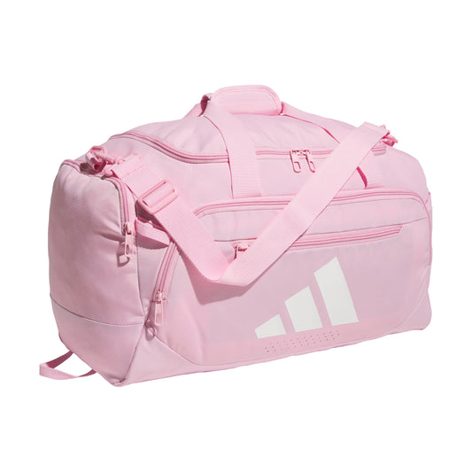 adidas Defender 5.0 Duffel, Durable Travel Gym Sports Bag for Men and Women, True Pink/White, Small (42L)