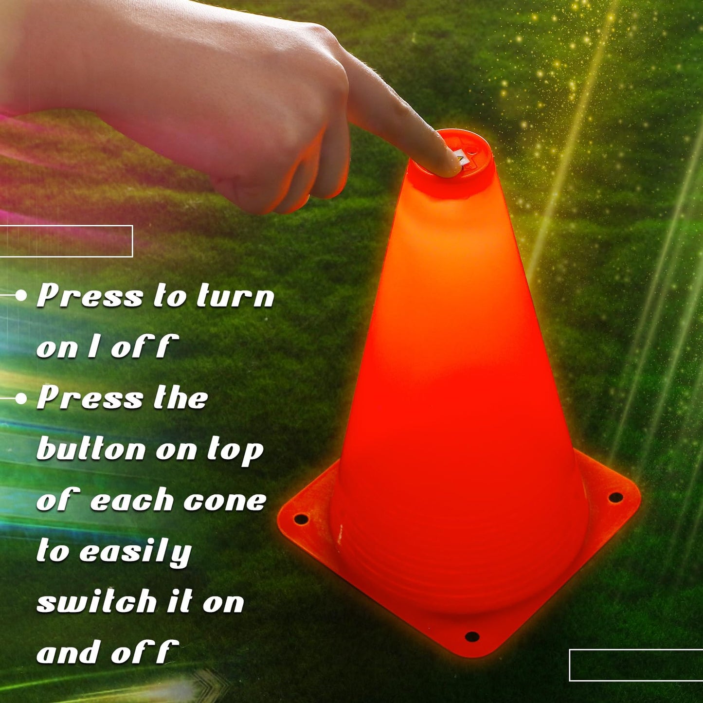 Relaxweex 6 Pcs 9 Inch LED Light up Soccer Cones Orange Sport Plastic Traffic Training Agility Cones Glow in The Dark for Basketball Football Skating Drill Indoor Outdoor Obstacle Back to School Gift