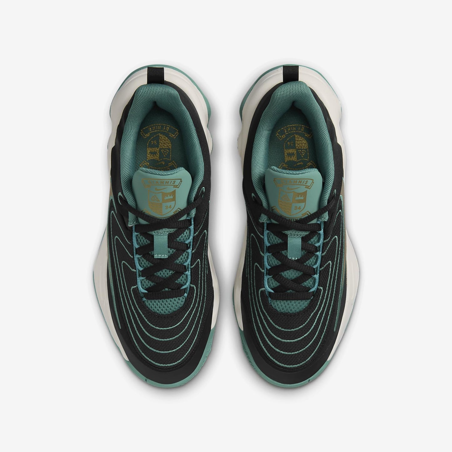 Nike Giannis Immortality 4 Big Kids' Basketball Shoes (HV9127-001, Black/Bicoastal/Pale Ivory/Metallic Gold) Size 5