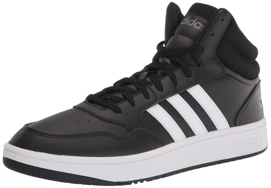 adidas Men's Hoops 3.0 Mid Top Basketball Shoe, Black/White/Grey, 10