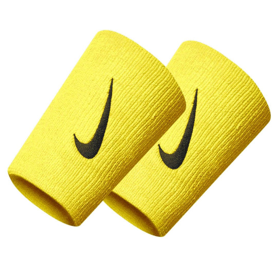 Nike Premier Doublewide Wristabands (1 Pair) - Stetchy, Comfortable fit - Absorbent Fabric Helps Keep Your Hands Dry. (Yellow Strike/Black)