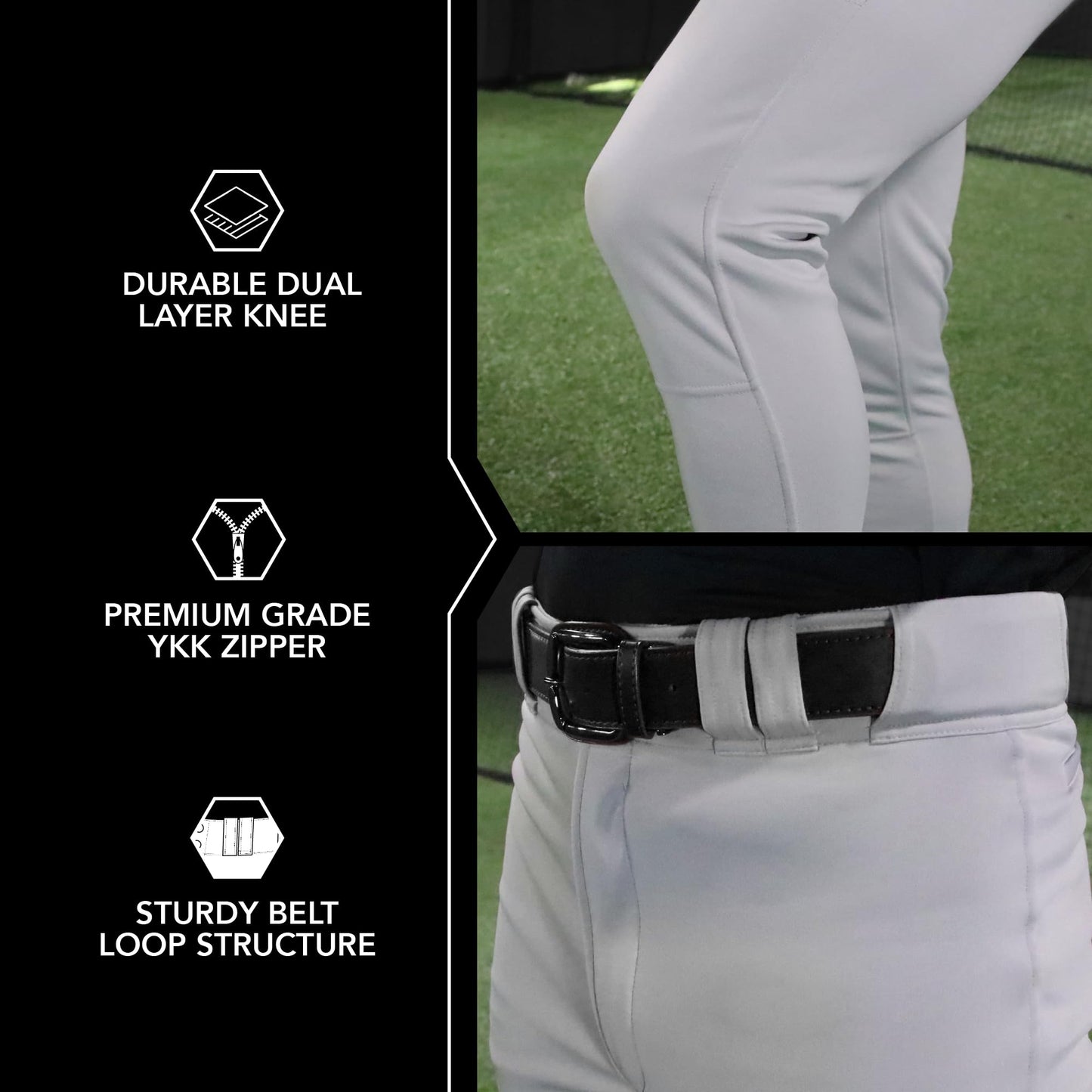 SSK Showcase Collection Flex Bottom Adult Baseball Pants | Adult Sizes Solid & Piped (US, Alpha, X-Large, Regular, Regular, White/Forest)