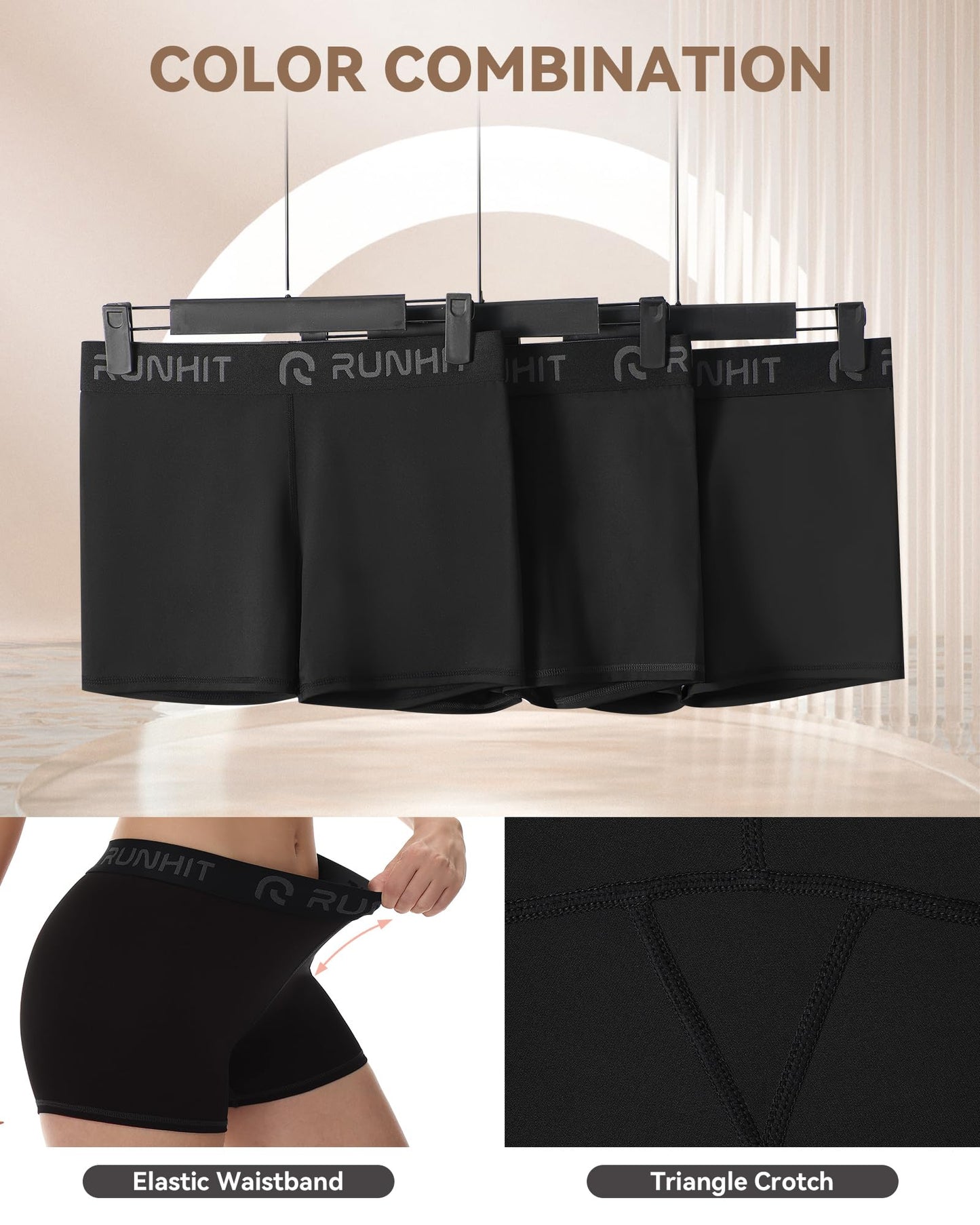 Runhit 3 inch Women's Compression Shorts 3 Pack Volleyball Shorts Womens High Waisted Spandex Shorts Women Soft Athletic Black Black Black M