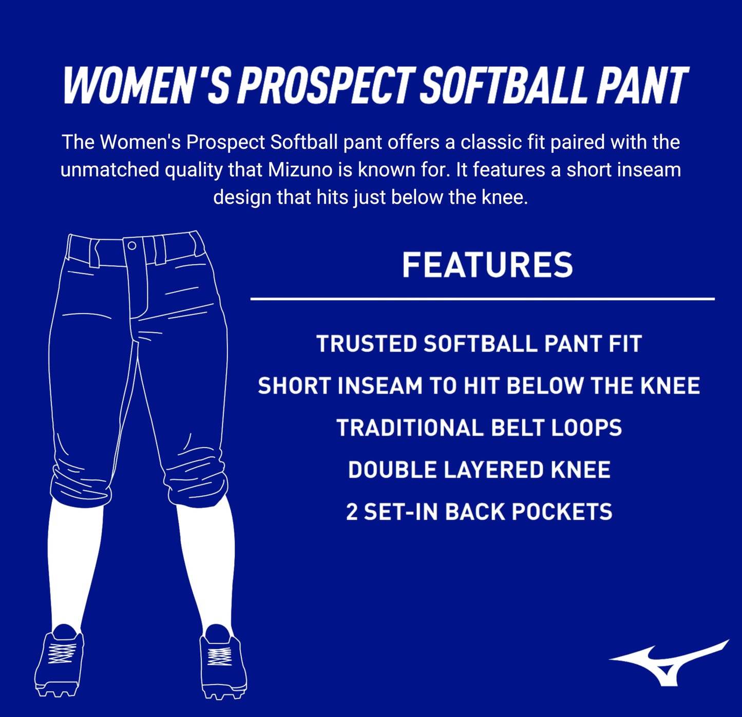 Mizuno Womens Prospect Softball Pant, White, Medium US