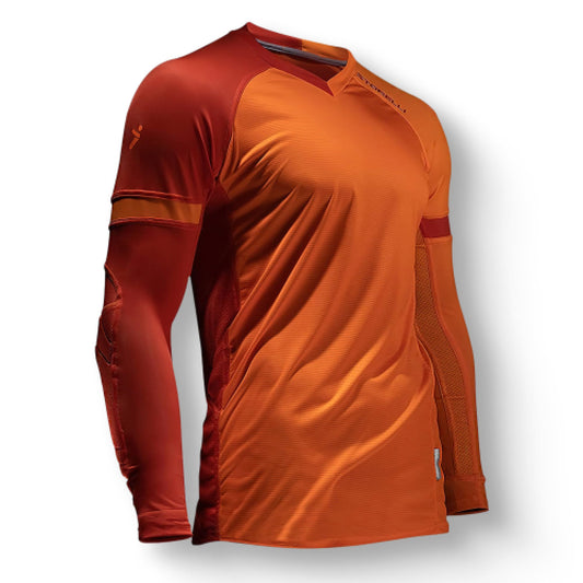 Storelli ExoShield Gladiator Goalkeeper Jersey, High-Impact Protection, Sweat-Wicking, Breathable Athletic Shirt for Soccer & Heavy-Duty Sports, Orange, Medium