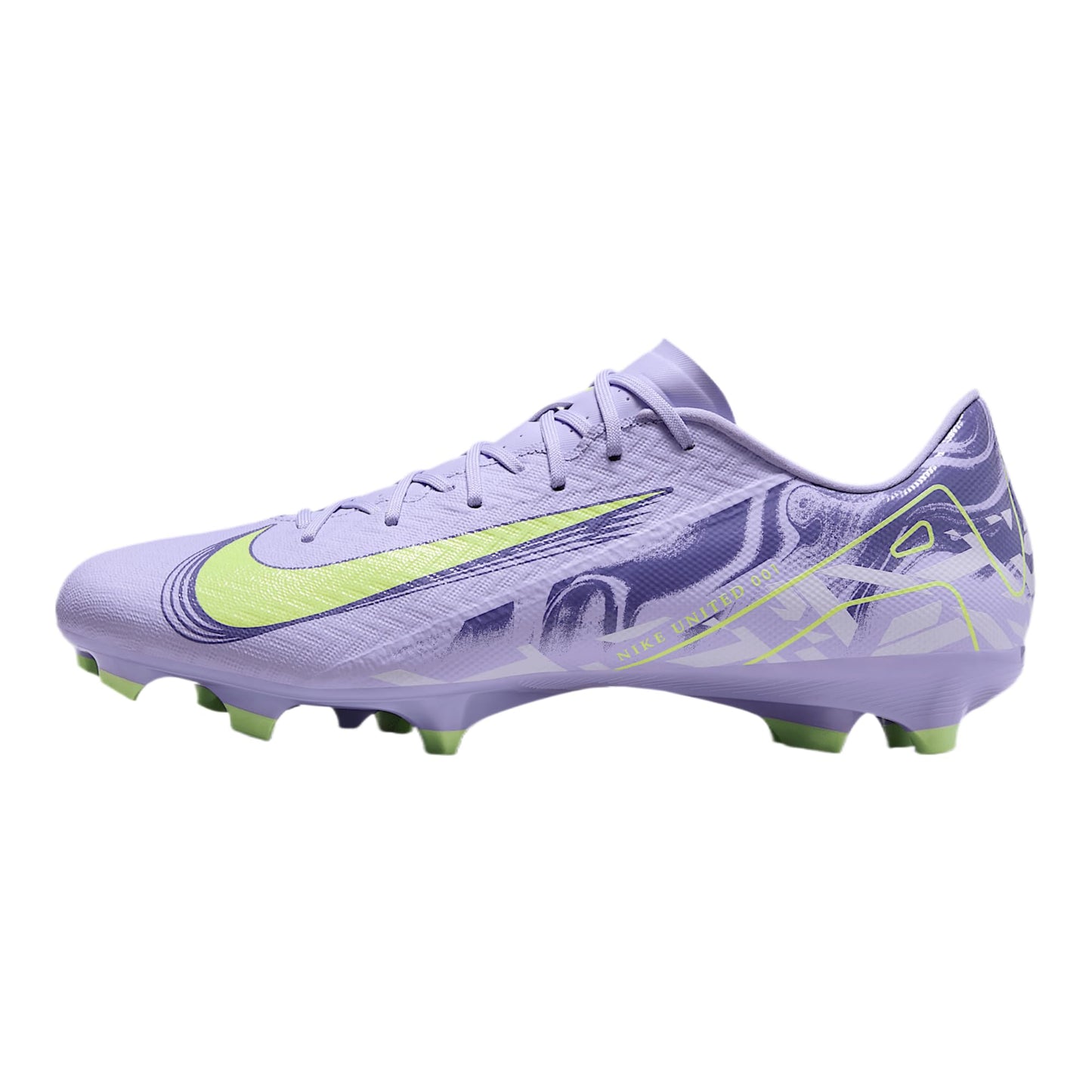 Nike United Mercurial Vapor 16 Academy MG Low-Top Soccer Cleats (HF1604-500, Purple Agate/Barely Volt) Size 7.5