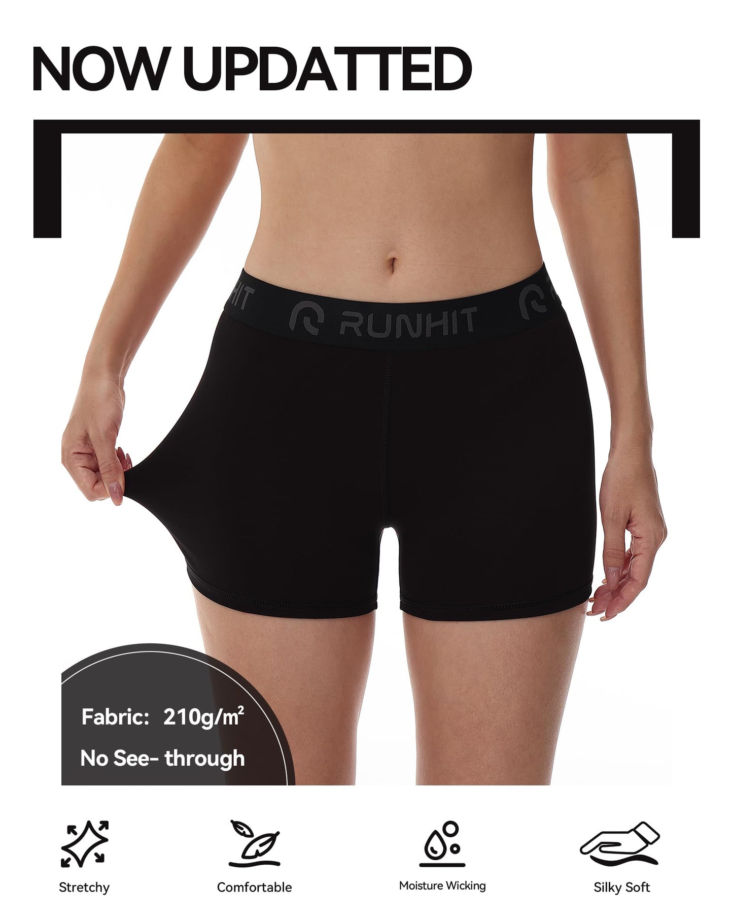 Runhit 3 inch Women's Compression Shorts 3 Pack Volleyball Shorts Womens High Waisted Spandex Shorts Women Soft Athletic Black Black Black M