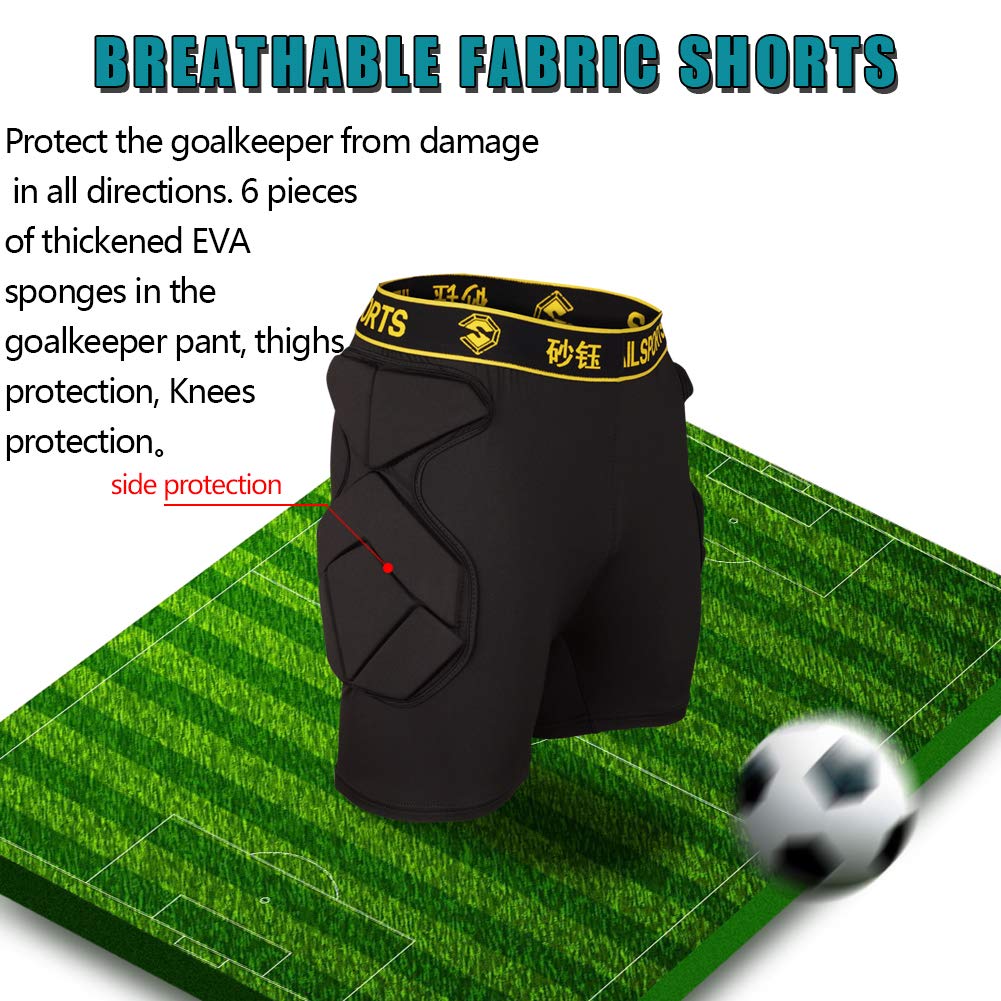 Shinestone Adult Men's Goalkeeper Armor BodyShield Padded Compression Shorts with Sponge Protector for Football Baseball(Shorts-01, Small)