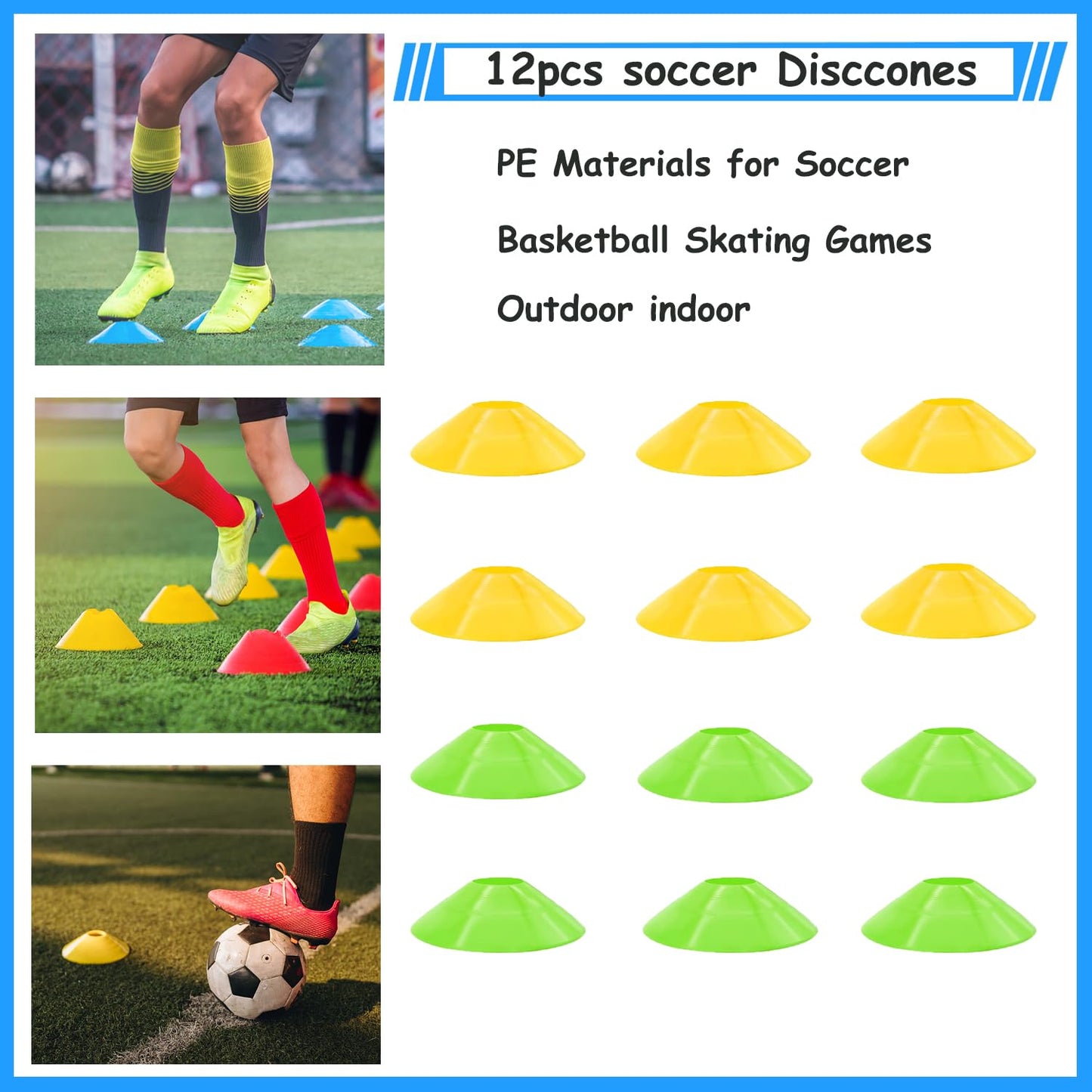 TGLITC Soccer Agility Training Equipment Set, Soccer Accessories 12 Rung 20Ft Agility Ladder, 12 Disc Cones, Solo Soccer Trainer, Jump Rope - Speed Training Equipment Gifts for boy