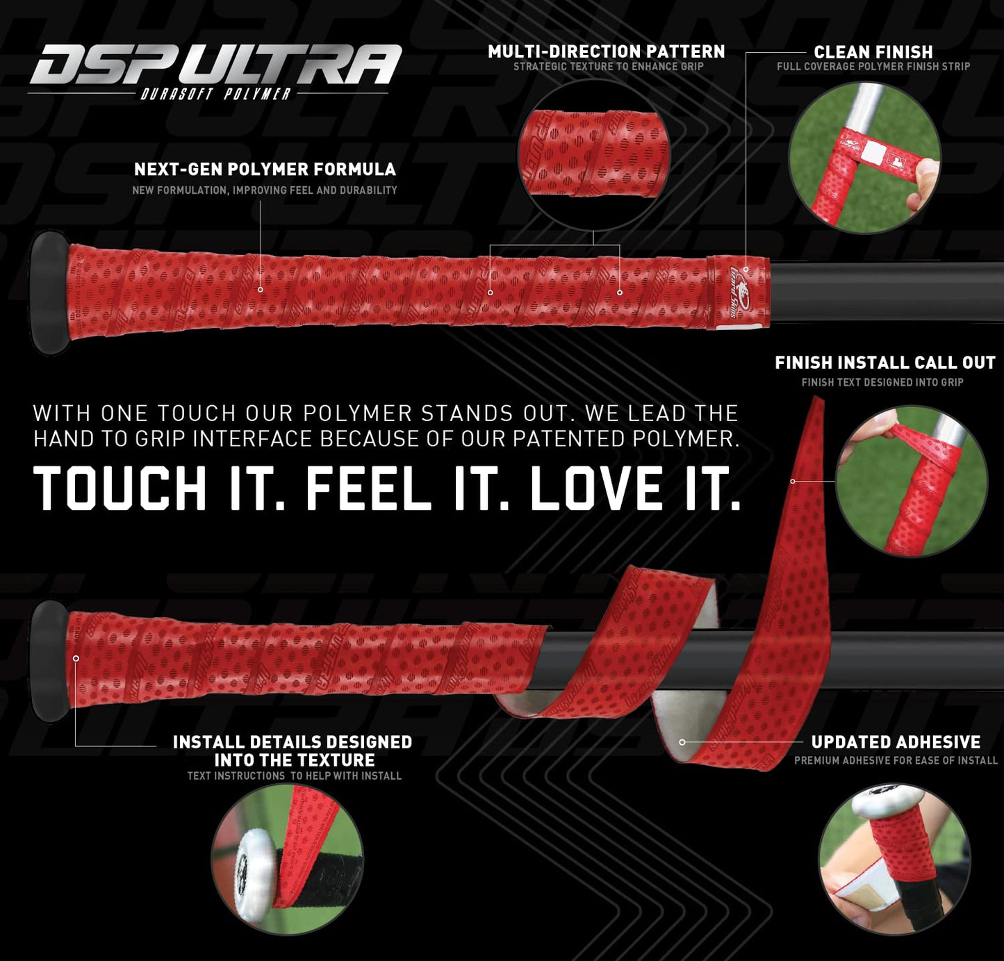 Lizard Skins DSP Ultra 1.1mm Bat Grip – Next-Gen Durasoft Polymer Baseball & Softball Bat Tape (Jet Black)