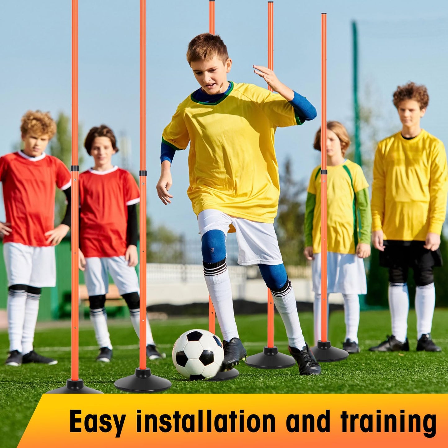 Sonwyoung 8 Pcs Soccer Agility Poles Detachable Sports Training Speed Slalom Poles with Rubber Base Coaching Sticks for Soccer Drills and Training(Orange)