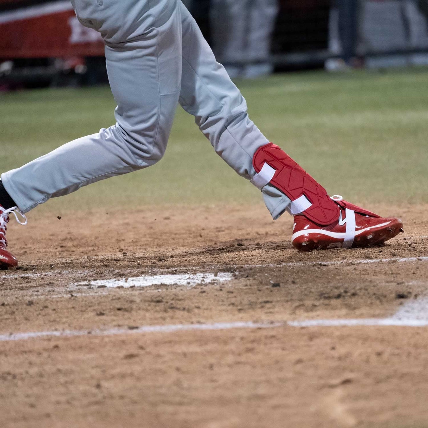 G-Form Elite Batter's Leg Guard - Baseball Leg Guard with Adjustable Straps - RH Hitter, Red, Adult