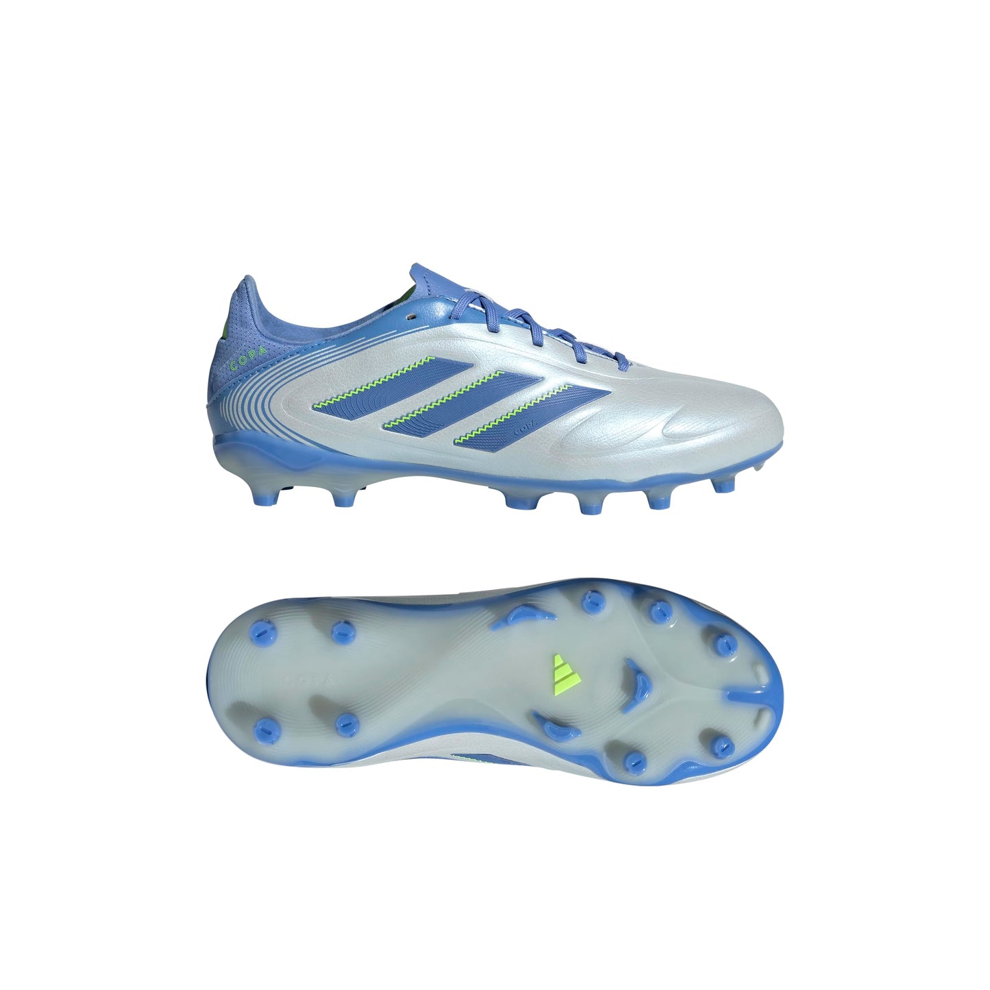 adidas Copa Pure 3 League Firm Multi Ground Sneaker, Halo Blue/Blue Fusion/Lucid Lemon, 1 US Unisex Little Kid