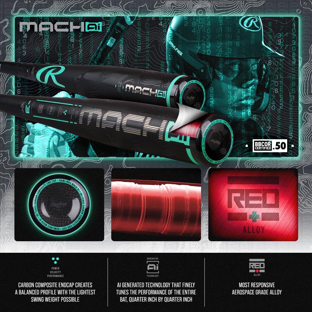 Rawlings | MACH AI Baseball Bat | BBCOR | 32-inch | -3