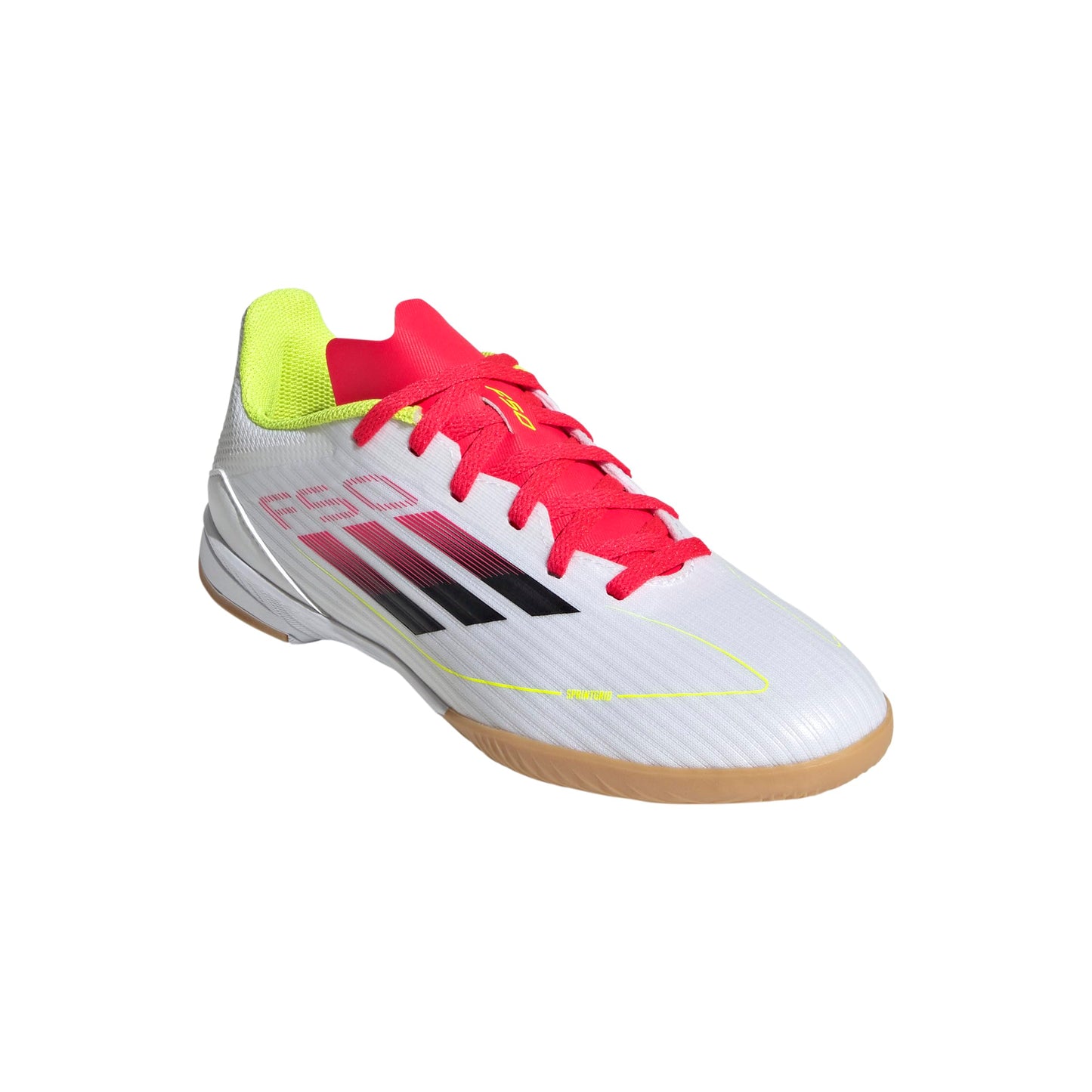 adidas F50 League Indoor Sneaker, White/Black/Solar Yellow, 1 US Unisex Little Kid