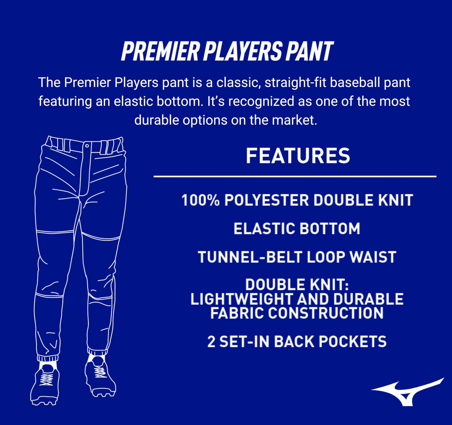 Mizuno Adult Men's Premier Players Baseball Pant, White, Small