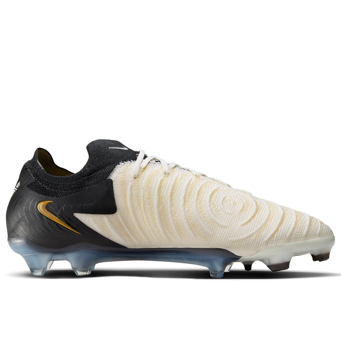 Nike Phantom GX 2 Elite FG Low-Top Soccer Cleats (FJ2559-100, WHITE/BLACK-MTLC GOLD COIN) Size 4.5