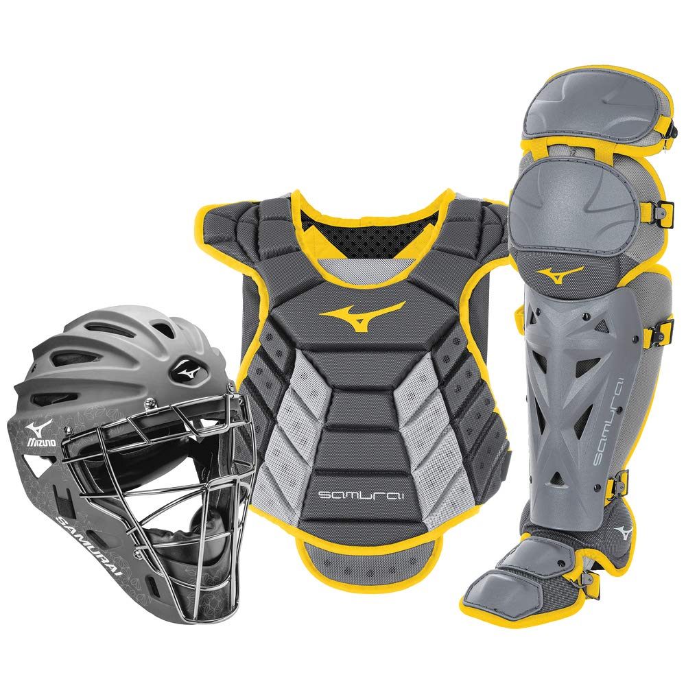 Mizuno Samurai Womens Boxed Catcher's Gear Set, Grey-Yellow, 14-16" Women's