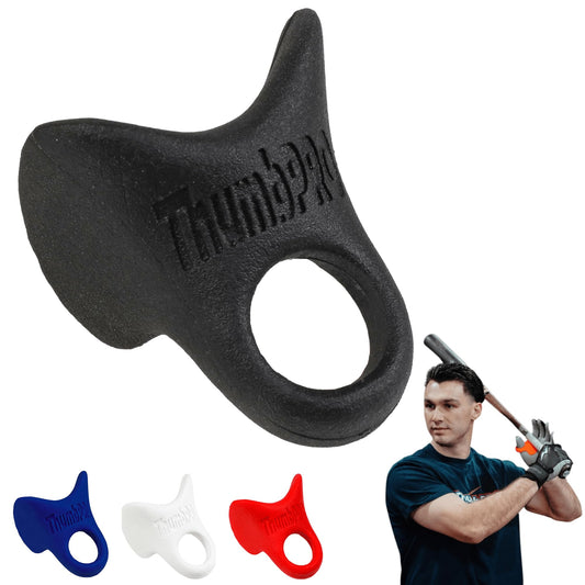 ThumbPRO Baseball Thumb Guard - Batting Aid & Grip Enhancer - Reduces Sting, Improves Swing - for Baseball & Softball - All Levels, Left/Right Hand - 3 Sizes (Pitch Black, Medium)