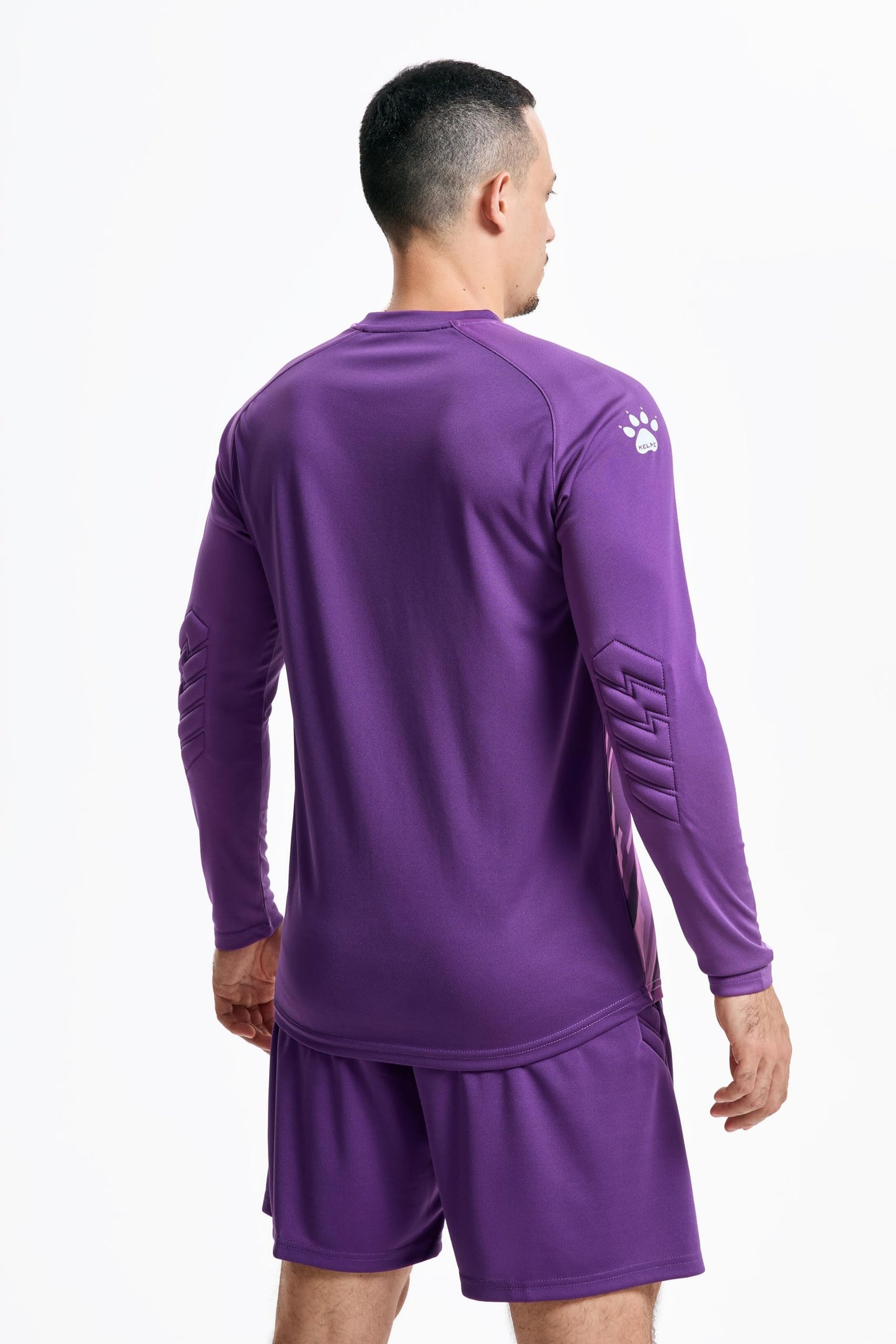KELME Men's Soccer Goalie Jerseys,Padded Goalkeeper Kit,Goalie Shirt and Short with Socks Purple Small
