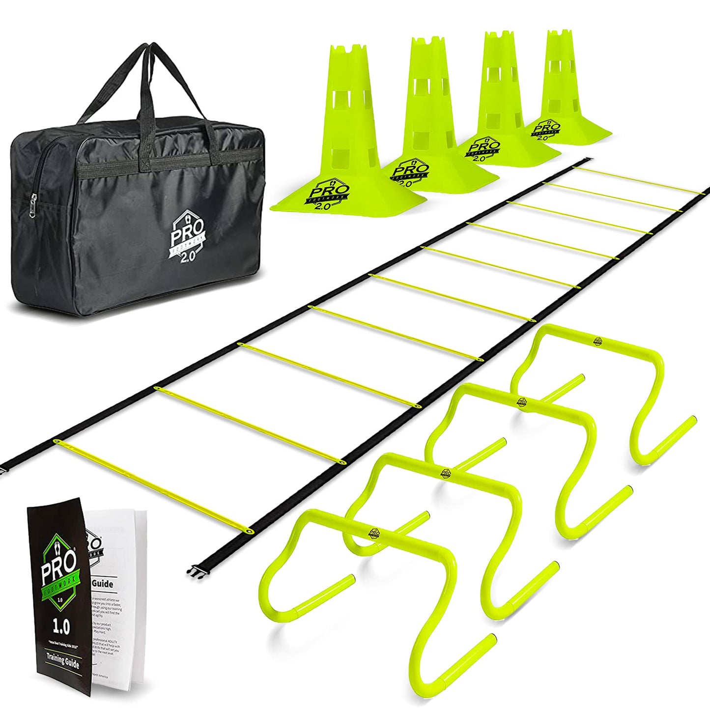 Agility Ladder Speed Training Equipment Includes 5 Upgraded Speed Hurdles Agility Speed Ladder, Jump Rope, Cones, Soccer Training Equipment for Kids - Football Training Equipment or Training Ladder