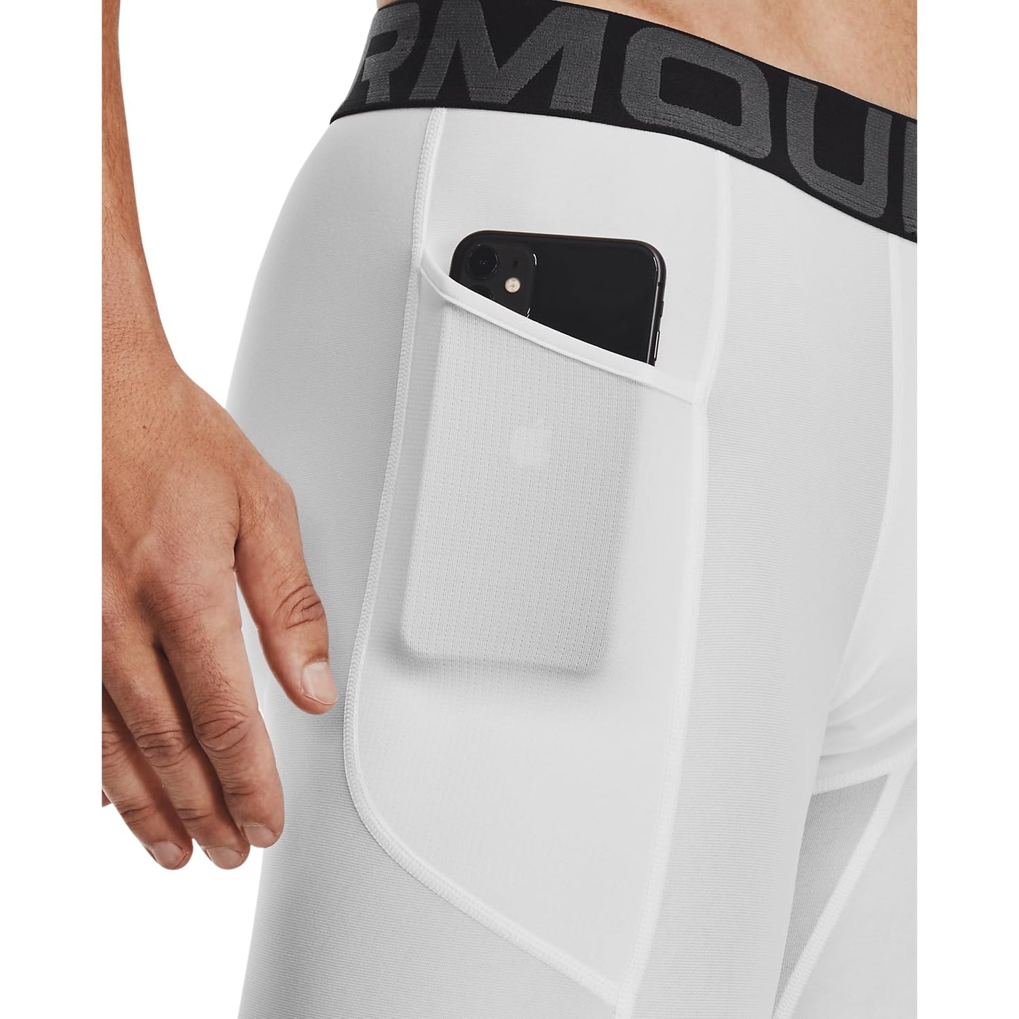 Under Armour Men's Armour HeatGear Compression Shorts , White (100)/Black, X-Large