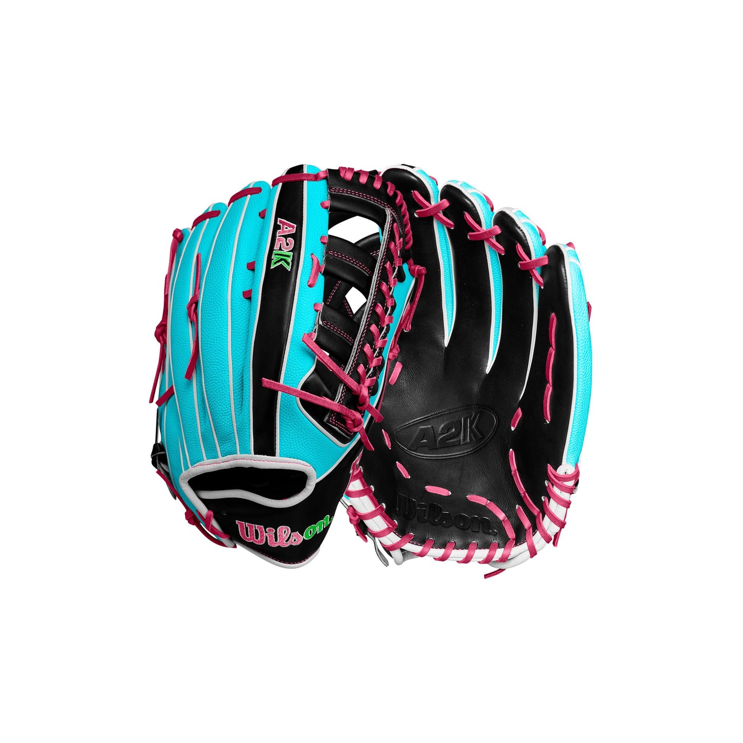 Wilson Winter 2024 A2K 1810SS 12.75" Outfield Baseball Glove - Seafoam/Black/Flamingo, Right Hand Throw